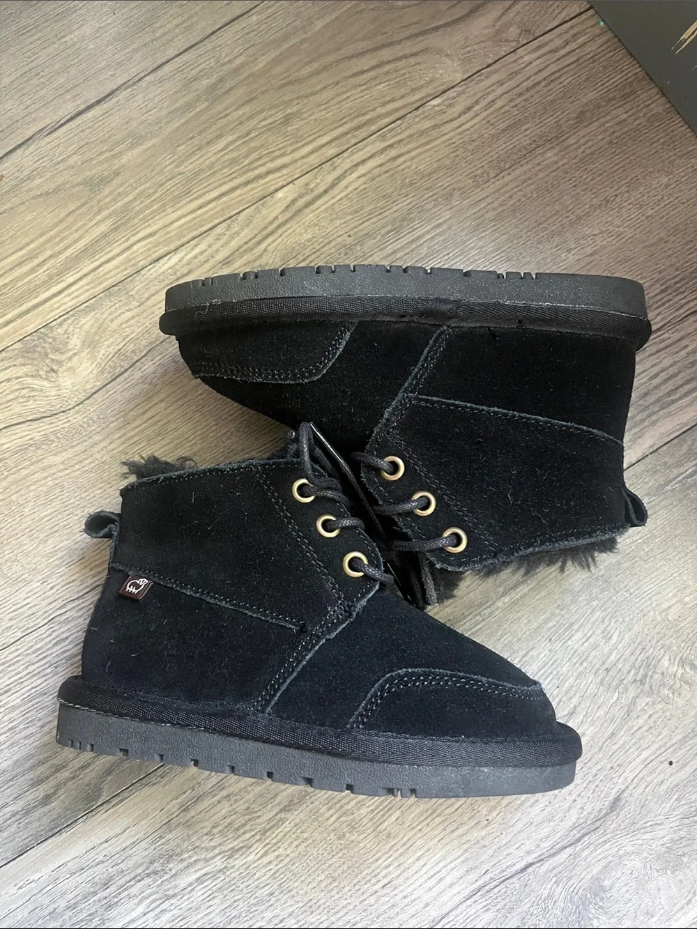 Lamo Kids Black Suede Lace-Up Rain & Snow Boots